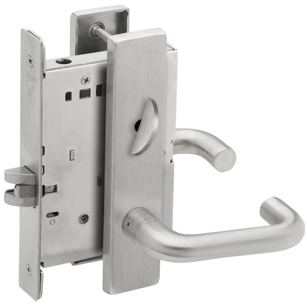 Schlage Grade 1 Bed Bathroom Privacy Mortise Lock, 03 Lever, L Escutcheon, Satin Chrm Fnsh, Field Reversible L9040 03L 626 - main